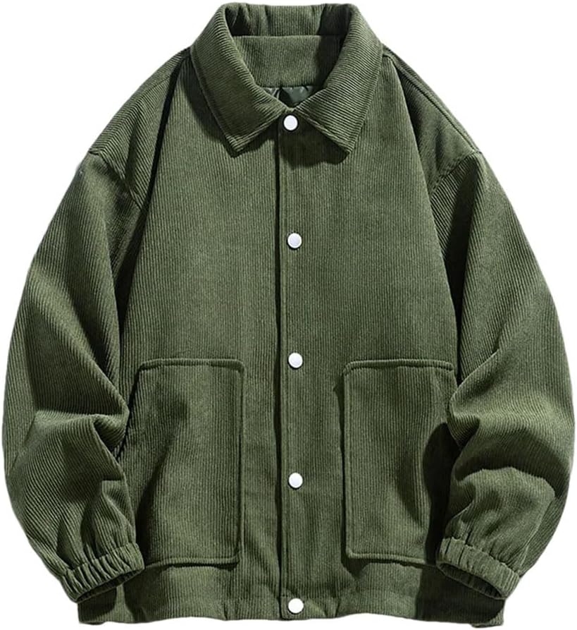 Men Casual Turn-Down Collar Jacket Solid Color Outerwear Clothes Spring Loose Comfortable Jacket