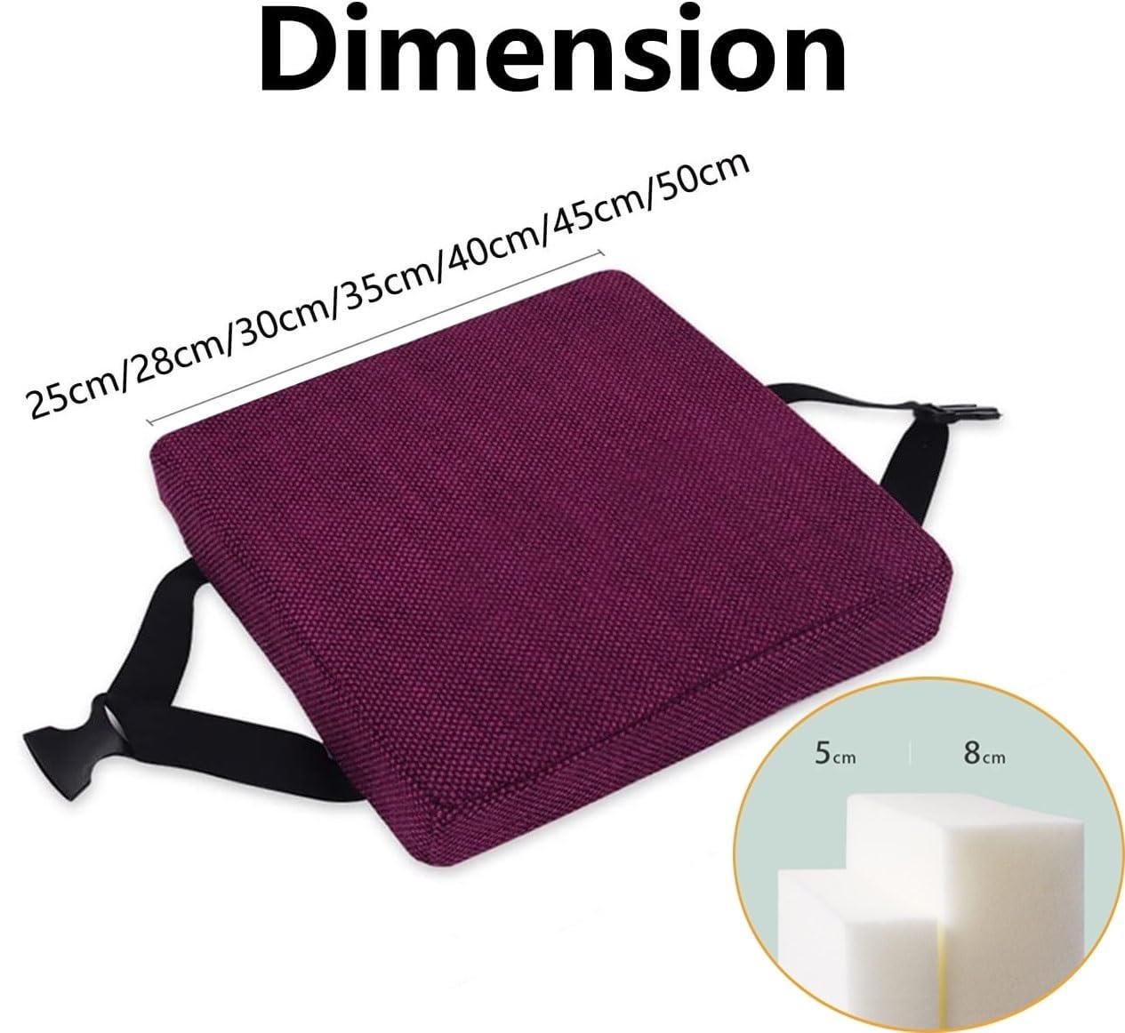 Vierkante Stoel Seat Kussen diameter 30x30/35x35/40x40/4545cm, Stoel Kussen Pads met Banden Slip Non Skid Rubber Terug(F3,1pc 30X30cm