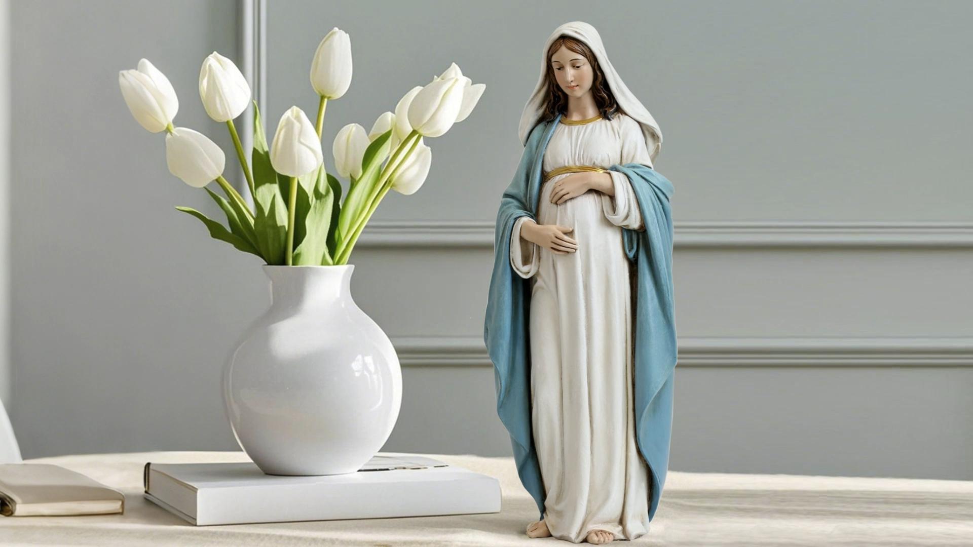 Estatua Virgen Embarazada 9.5 pulgadas Decoración Religiosa miniatura 7