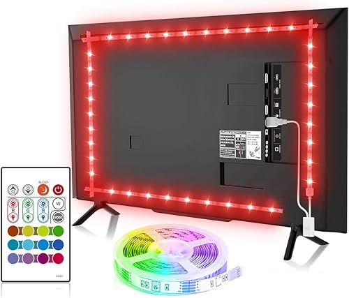 Miniatura 6 de BASON LIGHTING Retroiluminación LED para TV, 6.56 pies, 4 por corte, luces LED para TV de 32 a 58 pulgadas, tira de luz LED USB con control remoto