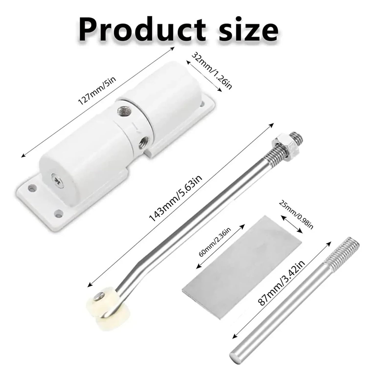 Cierrapuertas automático, resorte ajustable resistente para puertas interiores y exteriores, solución de cierre seguro y silencioso, acabado negro