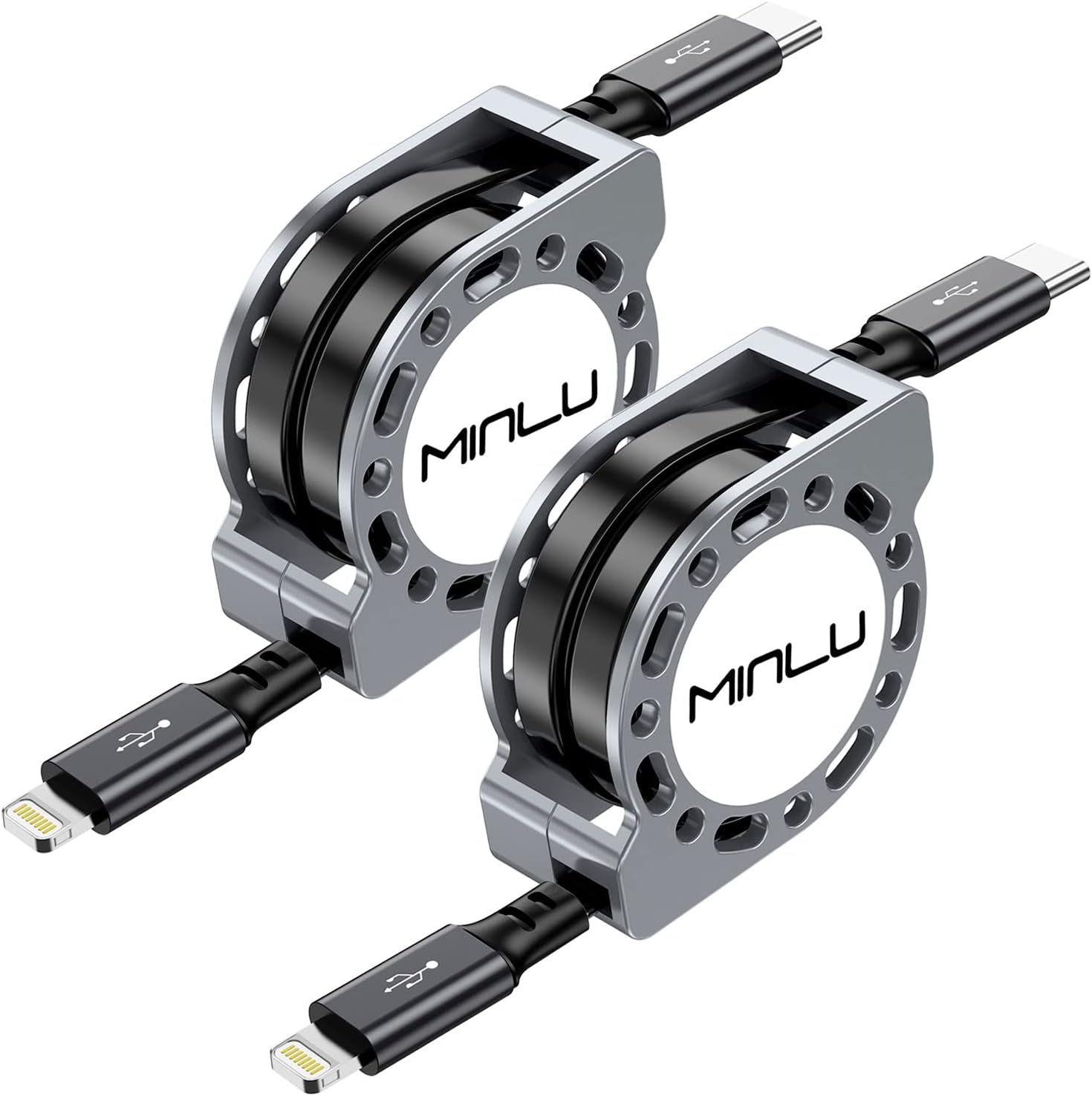 USB C to Retractable Lightning Cable 1.2M, 2Pack [MFi Certified] iPhone 14/13/12/11 Fast Charging Cord Type C iPhone Charger Cable for iPhone 14 13 12 11 Pro Max/Pro/Mini Xs Xr X 8 Plus 8 7 6s 6 5 se