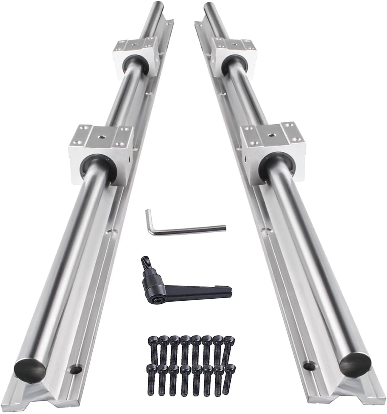 Linear Rail 2PCS SBR12 1000mm Fully Supported Linear Rail Shaft Guide 12mm with 4PCS SBR12UU Slide Bearing Block, Linear Rails and Bearings Kit for CNC Machine