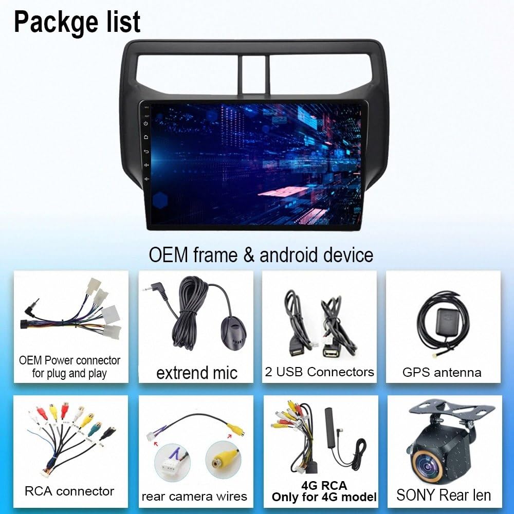 Radio Macchina Touch Screen per Toyota Rush 2017-2020 Wireless Carplay Android Auto Stereo Auto Bluetooth Ips con Pantalla Táctil con Gps, 8 Nucleo 6G+128G