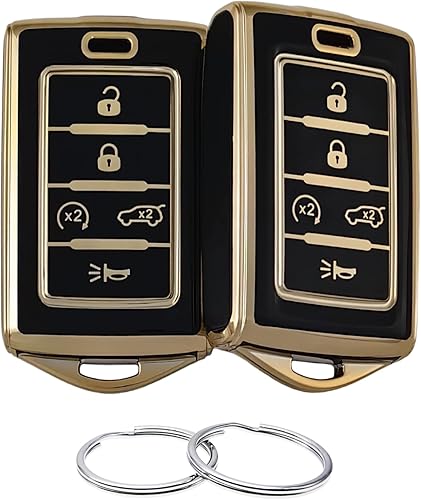 Funda para llavero de TPU compatible con Jeep Grand Cherokee L Grand Wagoneer L Wagoneer Grand Cherokee L Wagoneer Grand Cherokee L (negronegro,