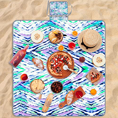 Bardic Cobertor de piquenique tapete de praia textura azul, suporte impermeável dobrável portátil pa