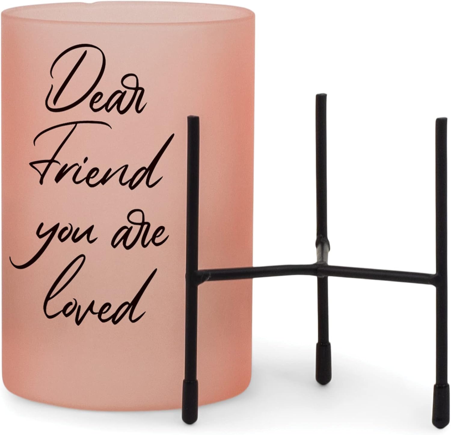Elanze Designs Friend You are Loved Pink 8 inch Glass Hurricane Candle Holder