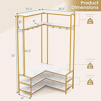 Amazon.com: Giantex Corner Coat Rack with Shoe Bench, L