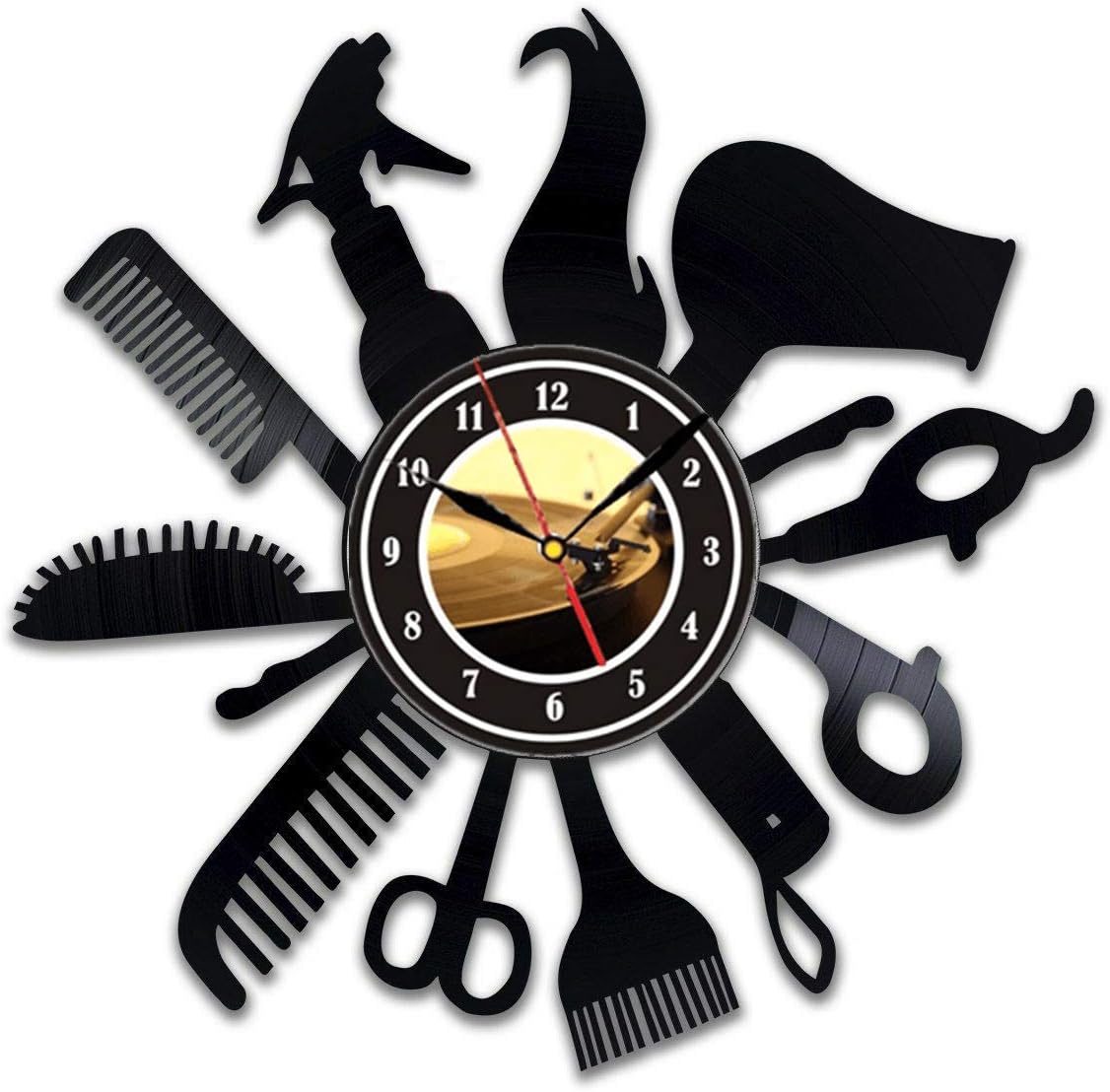 Hairdresser Barber Shop Salon Gift Wall Clock Made of Vinyl Record Beauty Salon Decor Hair Salon