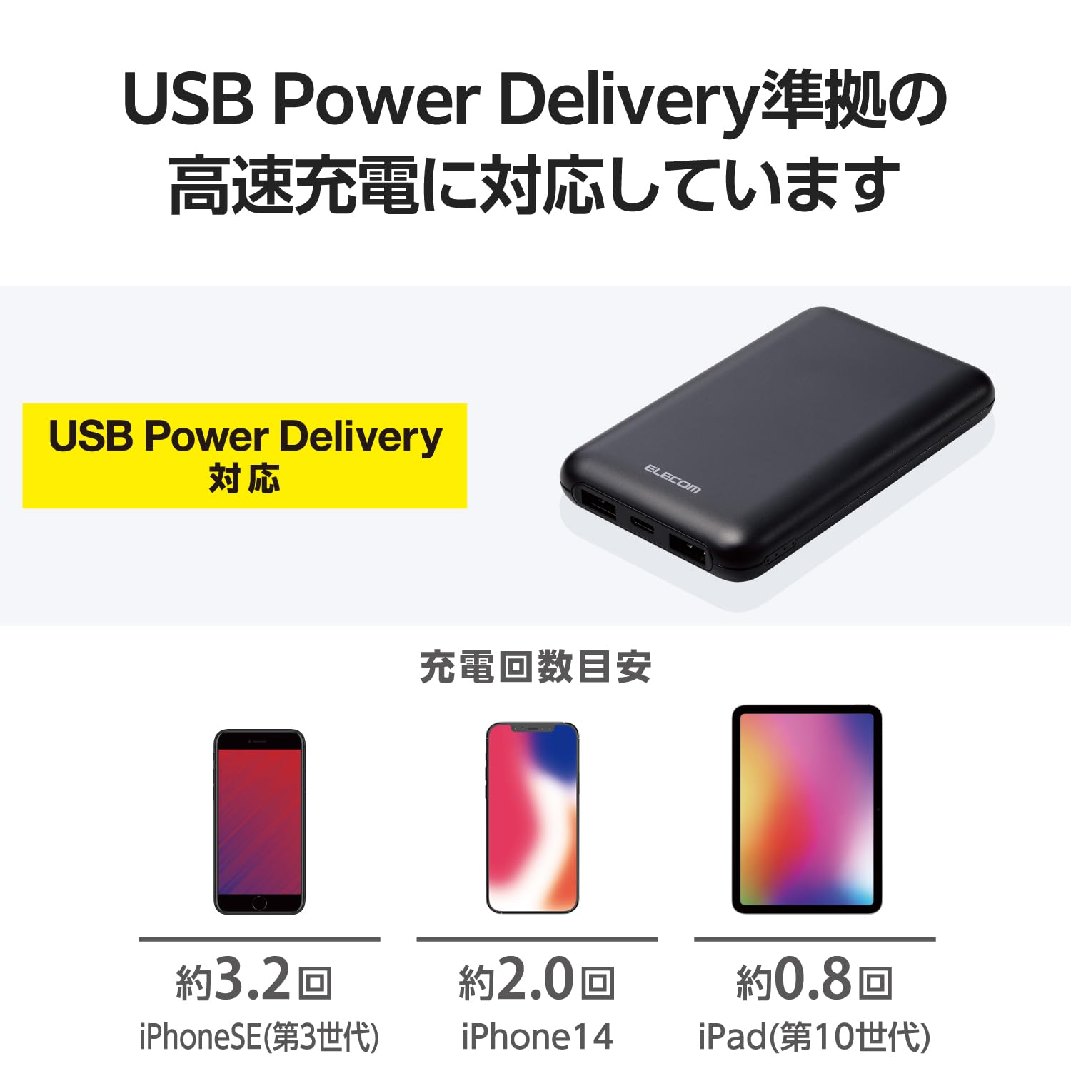 Amazon | エレコム モバイルバッテリー 大容量 10000mAh USB PD対応 