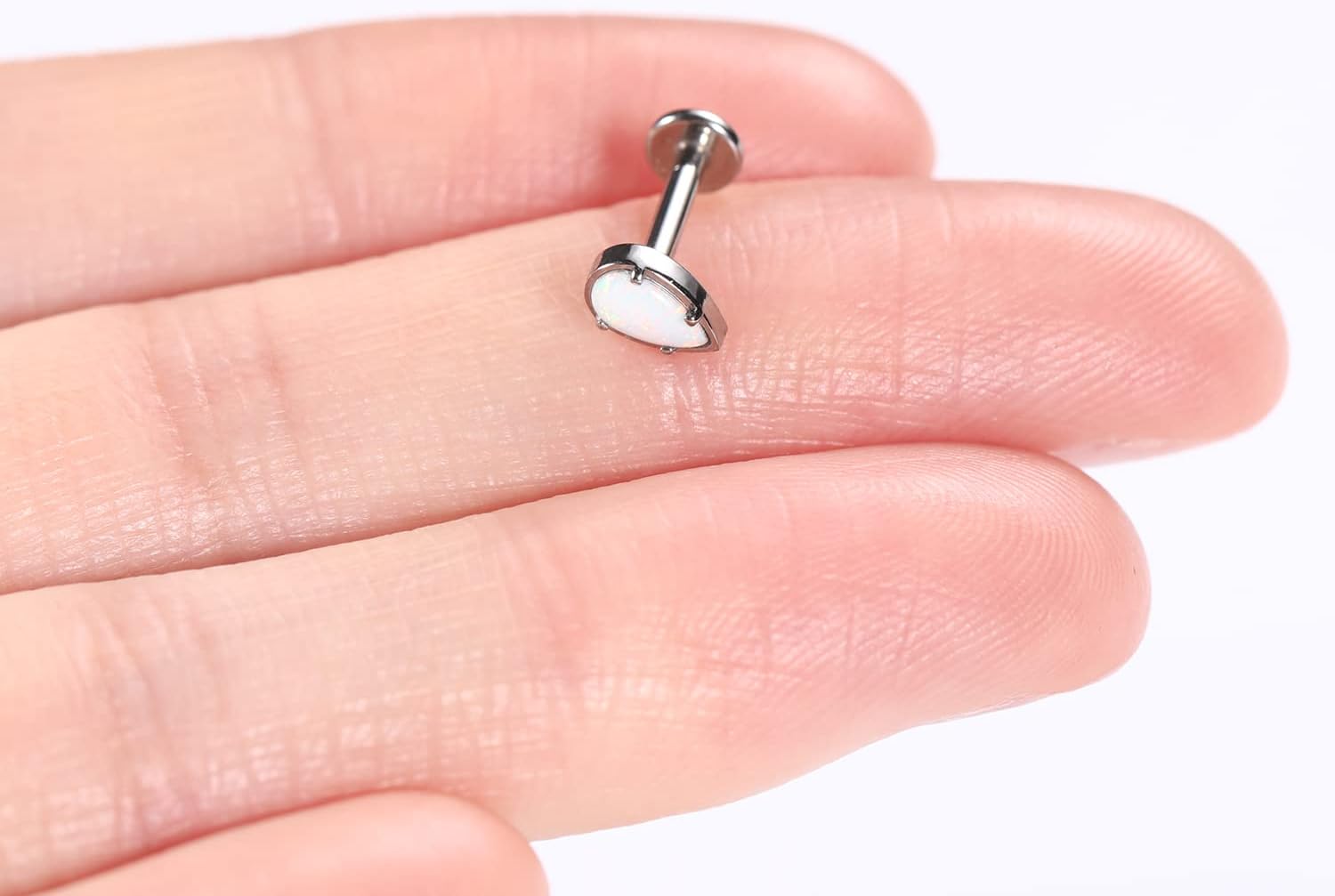 GAGABODY G23 Titanium Labret Studs 16G Tragus Earring Helix Stud Internally Threaded Labret Water Drop Opal Cartilage Monroe Piercing Lip Studs Tragus Piercing