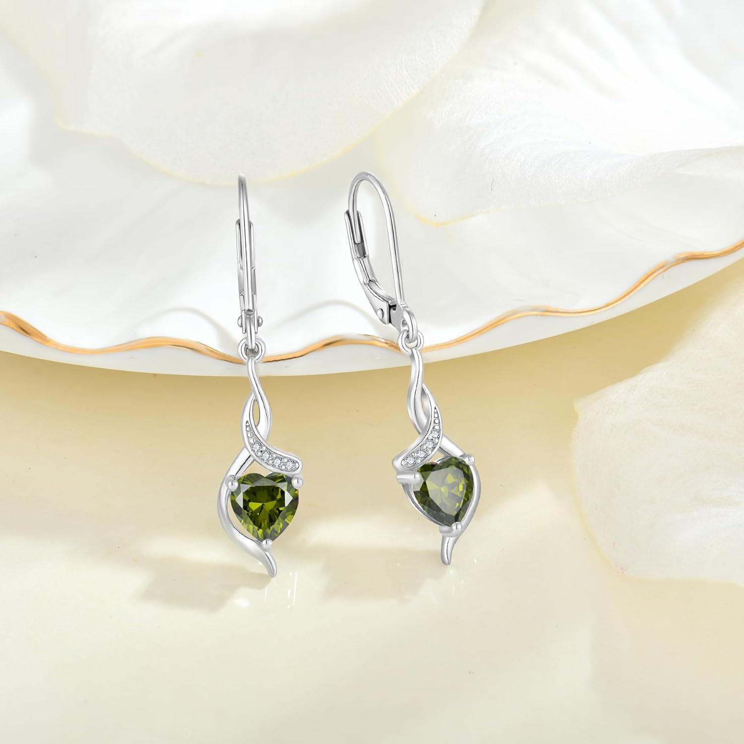 Infinity Dangle Drop Earrings for Women 925 Sterling Silver Heart Birthstone Leverback Earrings Jewelry for Her