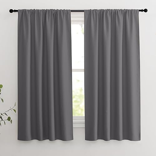 Miniatura 11 de KGORGE - Cortinas opacas grises para dormitorio 2 paneles, 42 x 63 pulgadas con ojales, cortinas de oscurecimiento de habitación con aislamiento