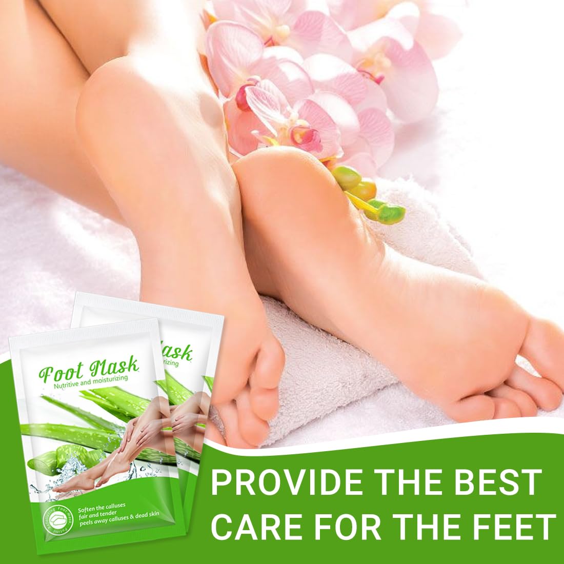 2 Piezas Mascarilla Pies Exfoliante, Foot Peel Mask, Máscara Pies Peeling, Mujeres y Hombres Quitar Piel Muerta y Callos, Aloes