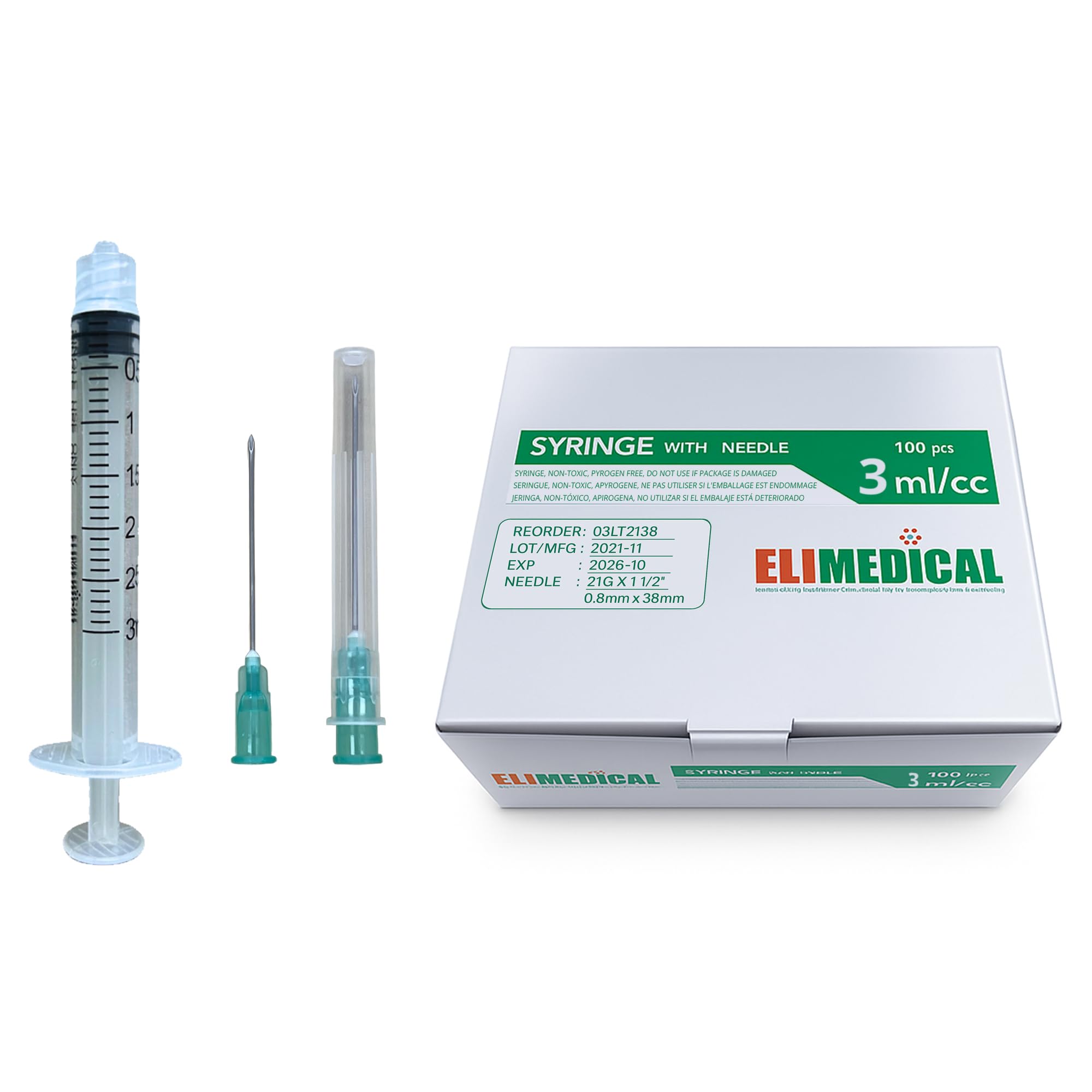 Amazon.com: Elimedical Veterinary Syringe with Needle, Luer Lock