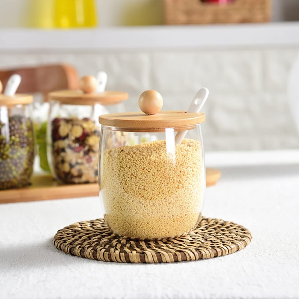 Gewürzdosen-Set aus Glas im europäischen Stil mit Tablett – Küchenaufbewahrung für Gewürze, schwarzen Tee und Salz – perfekt zum Verschönern und Verbessern Ihres kulinarischen Erlebnisses
