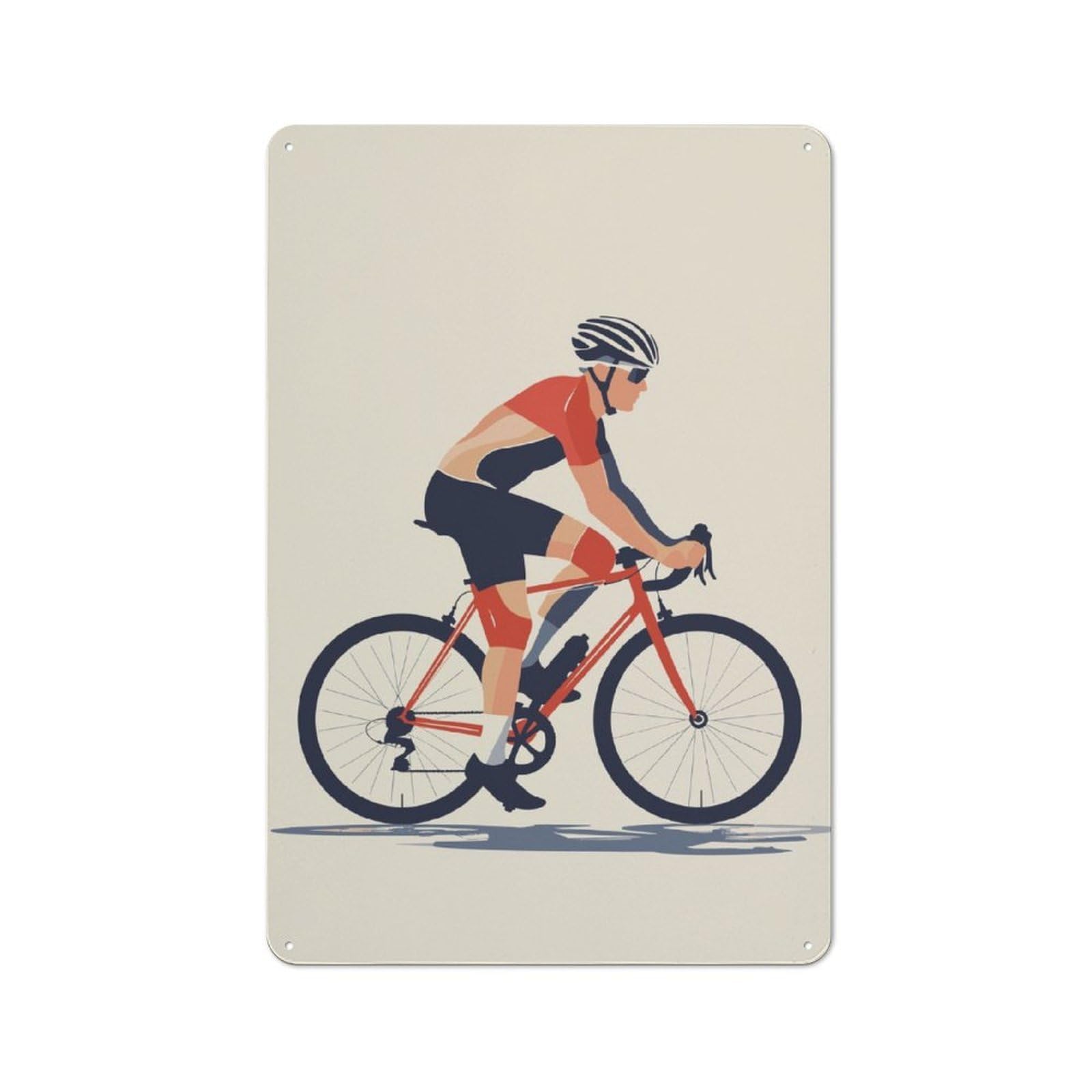 Junmoney Minimalist Cyclist Metal Plaque 30X20cm With For Garage Wall, Retro Decor, For Garage Decor Collectors Refreshing A Room In Autumn
