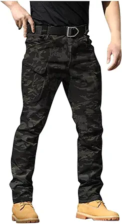 OIOLOYJM Military Cargo Pants for Men Hiking Relaxed Fit Work Waterproof Stretch Tactical Lightweight Outdoor Travel Pant