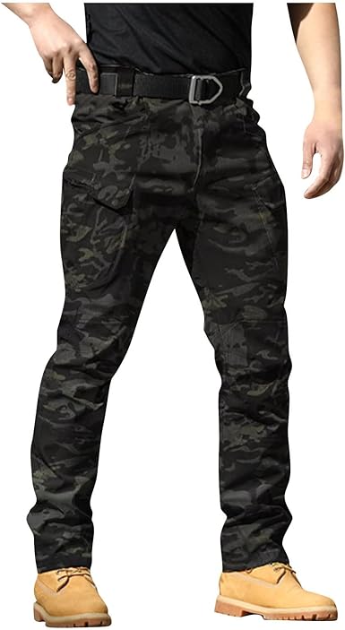 OIOLOYJM Military Cargo Pants for Men Hiking Relaxed Fit Work Waterproof Stretch Tactical Lightweight Outdoor Travel Pant