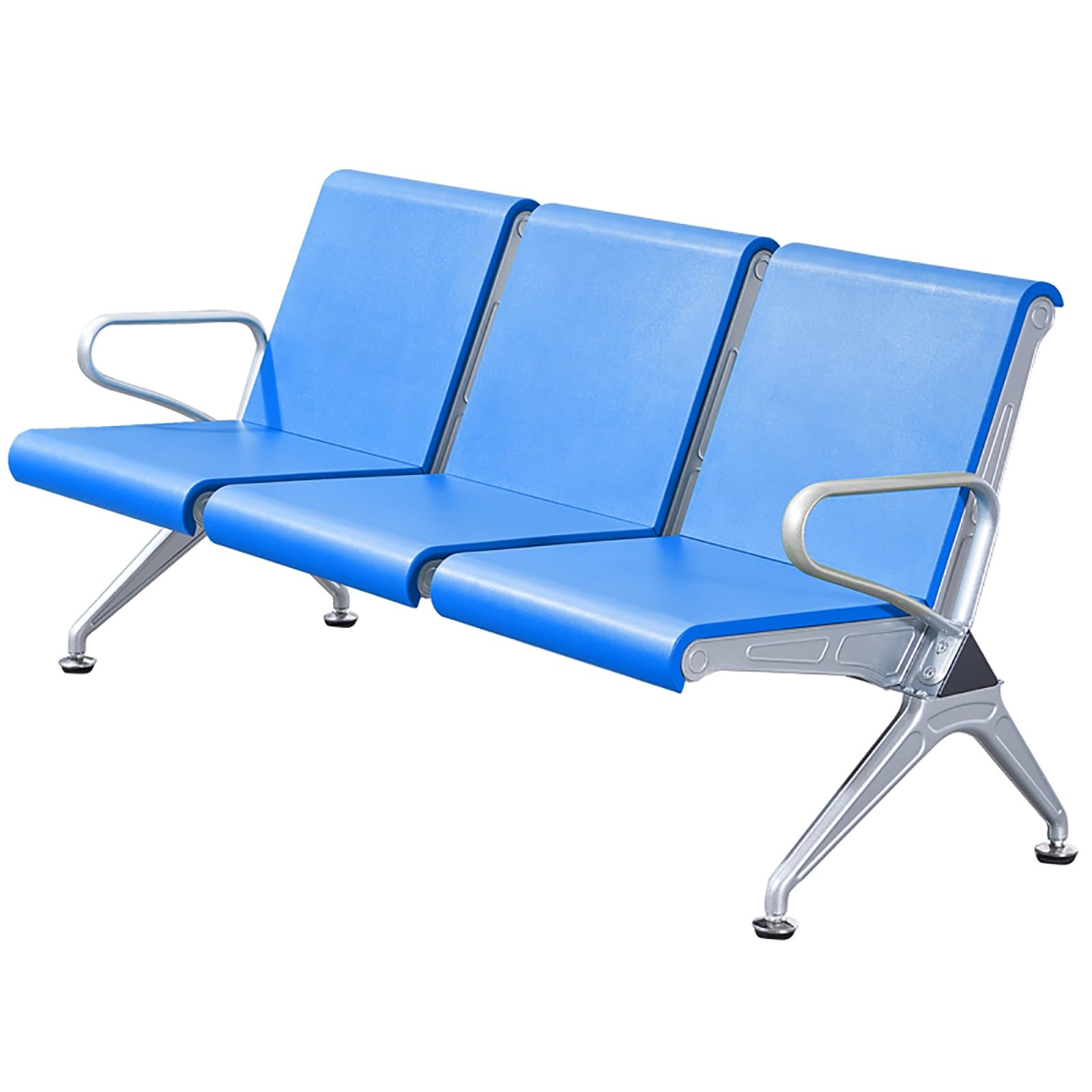 ASerZenith Waiting Room Bench - Comfortable 3-Seat Chairs With Armrests & Backrest For Airports, Banks, Hospitals, And Lounges - Public Space Seating Solution,Bleu-Taglia Unica