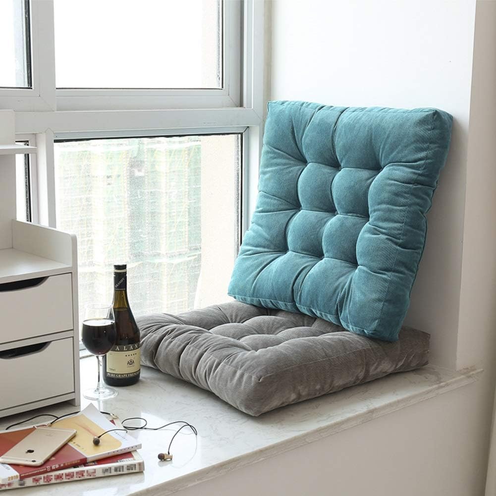 EGOBUY Solid Square Seat Cushion, Floor Pillow Tufted Thicken Sitting Pillows for The Floor Chair Pad for Tatami Meditation Office Kitchen Chair Bench Sofa, 22x22 Inch / 55x 55 cm, Blue: Kitchen & Dining