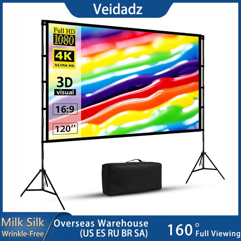 Pantalla para proyector con soporte y bolsa, 84 pulgadas miniatura 3