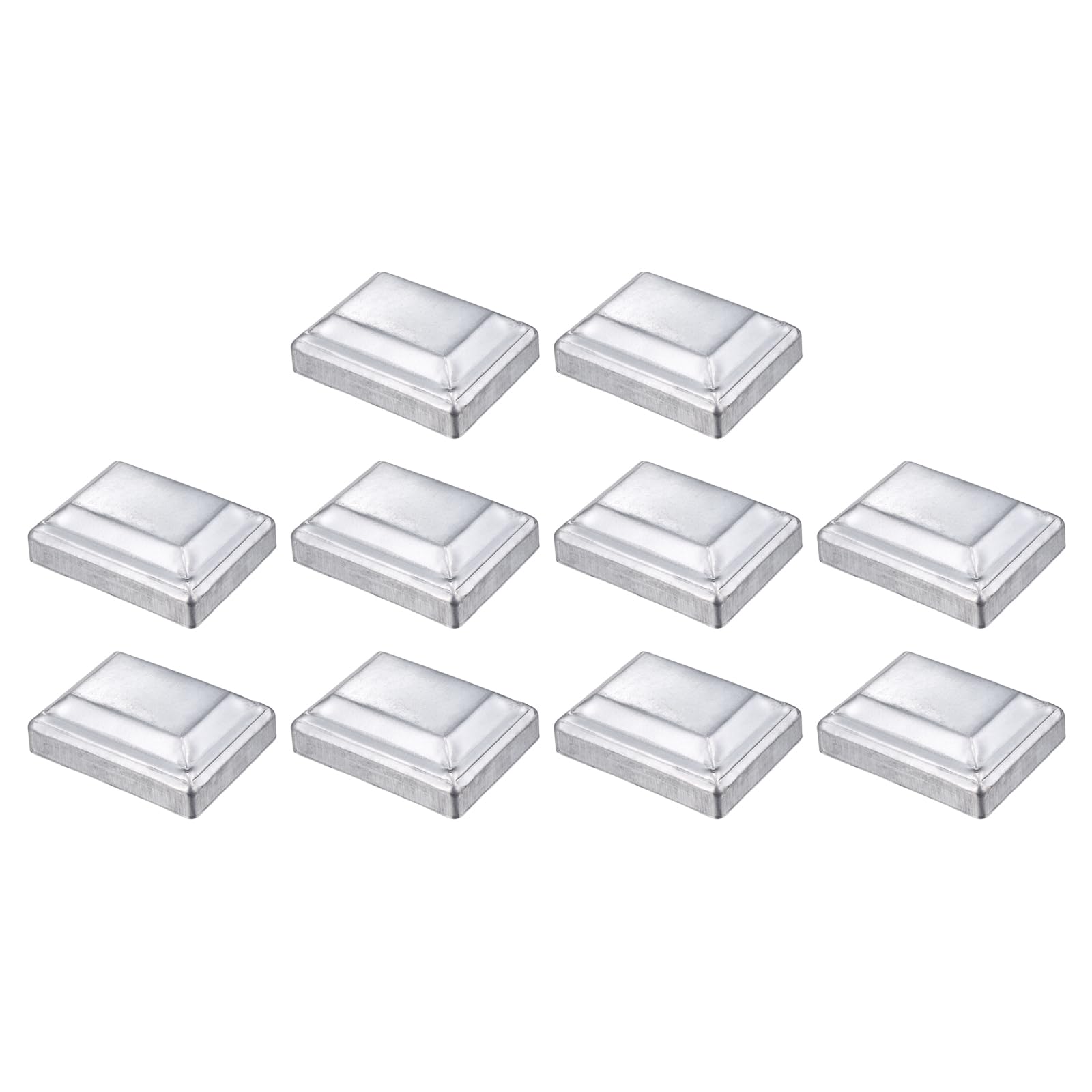 sourcing map 10Pcs Fence Post Cap Fit 3.2" x 2.4" OD Pipe, Galvanized Steel Deck Post Cover Square Decking Caps for Mailbox Outdoor Chain Link Wood/Metal Fence Deck Railing, Silver