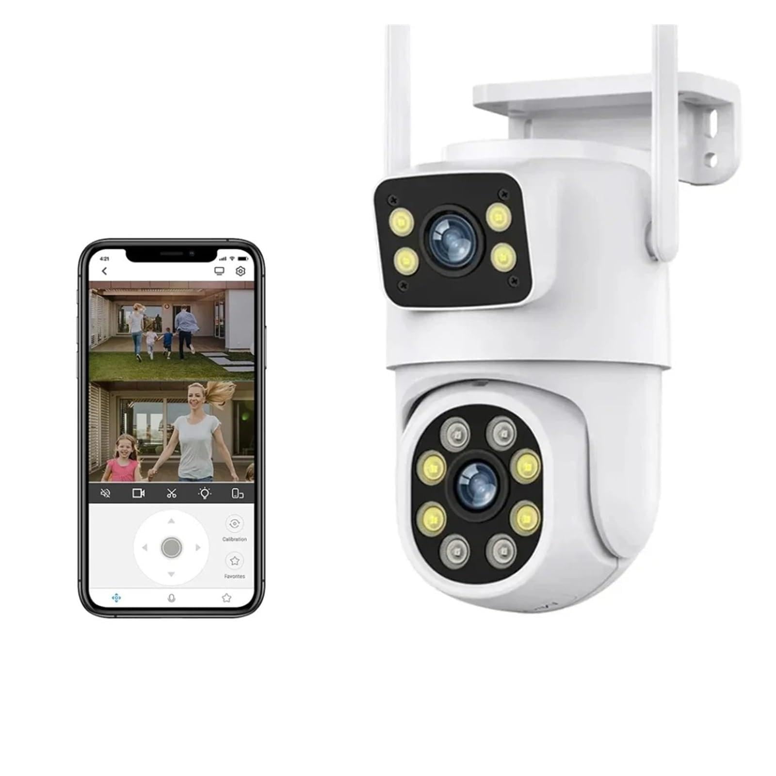 Telecamera Wifi Esterno, Telecamera PTZ a doppia lente 4K 8MP Full HD doppio schermo Ai Human Auto Tracking Telecamera di videosorveglianza di sicurezza esterna da 4MP ,Sicurezza, Antifurto(4MP No SD