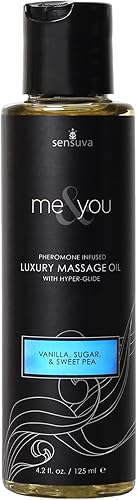 Me & You Aceite de masaje  Vainilla, azúcar y guisante dulce  4.2 onzas líquidas