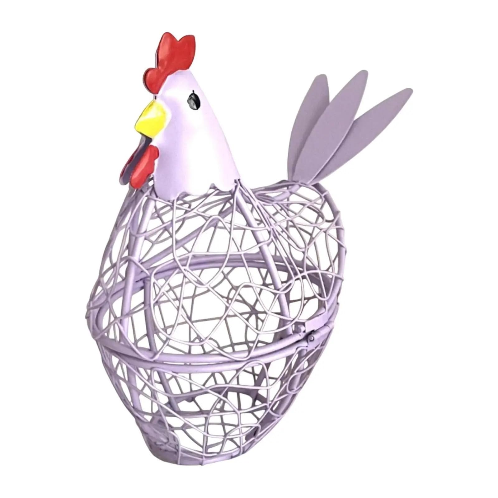 Yonmledo A Purple Chicken Egg Holder Hen Shaped Eggs Wire Storage Basket Egg Collection Storage Container Farm Chicken Egg Holder For Kitchen Home Decorations(A Purple)