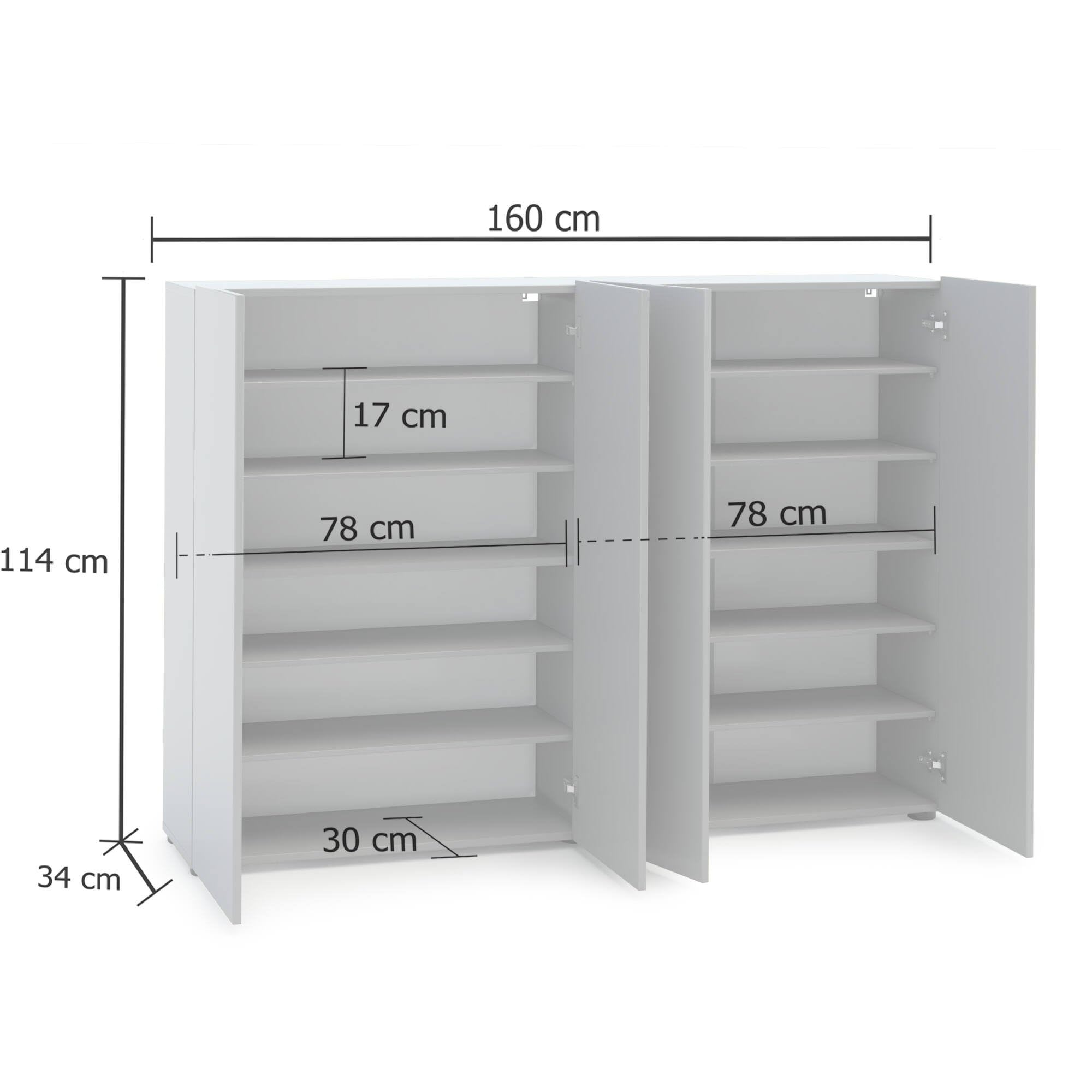 Scarpiera Kinshasa, Mobile Portascarpe, Armadio Da Ingresso Multiuso Mobiletto Per Calzature Made In Italy 91x33h196 Cm Bianco Lucido E Antracite