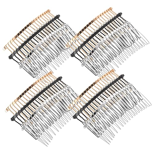 SHERCHPRY 12Pcs Teeth Metal Hair Combs for Women Decorative Bridal Hair Clips Golden White K and Black Elegant DIY Accessories for Parties and Weddings