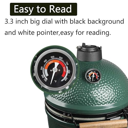 Vista 2 de Termómetro de Repuesto Mejorado para Parrilla Big Green Egg con Esfera Grande de 3.3", Medidor de Temperatura para Accesorios Big Green Egg