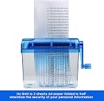 JIKIOU Mini Hand Shredder Portable Paper Shredder Manual Shredder Documents Paper Cutting Tool Home Office Desktop Stationery Christmas Birthday Gift Blue