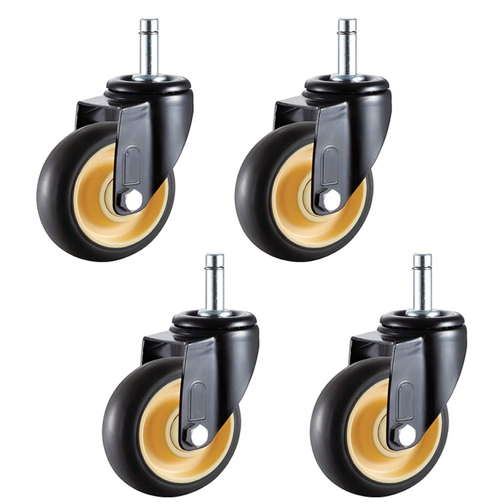 GYRAZXS High-Performance Swivel Cs 4-Piece Rubber Furniture Wheels with Stems Heavy-Duty Ball Bearing Trolley Wheels Double Safety Lock Ideal for Furniture and Trolleys