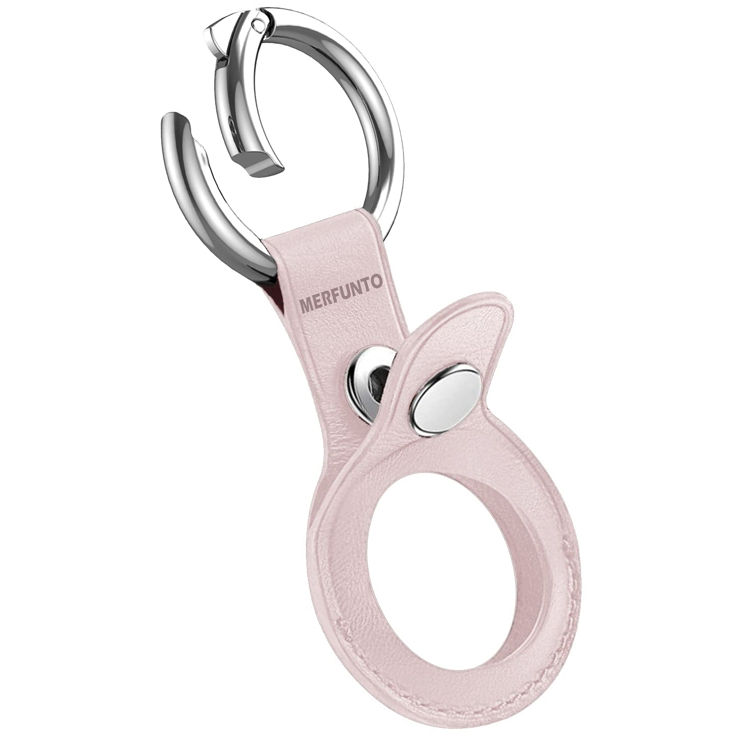 MERFUNTO Portable PU Leather Case for AirTag Tracker Holder with Special Metal Buckle