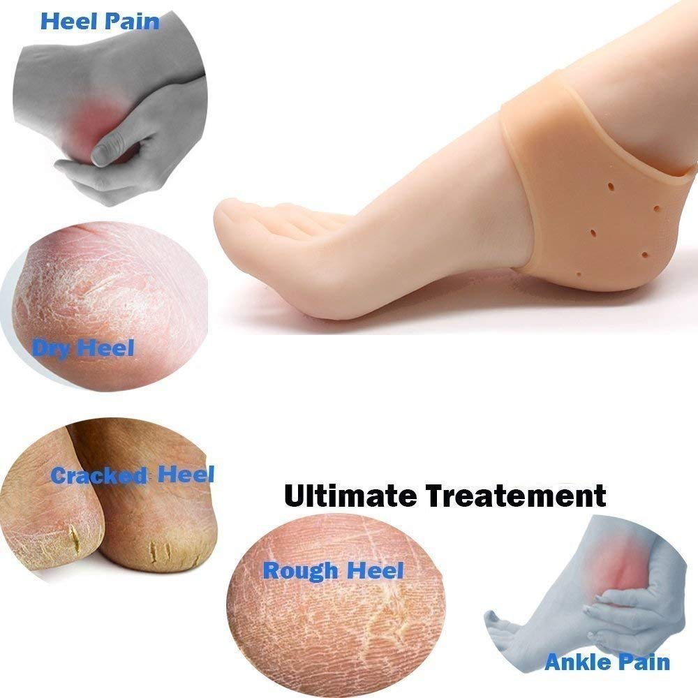 Entraxa Moisturizing Silicone Gel Socks for Pain Relief & Cracking, Free Size, Skin Color (Silicon-Foot-Pedi) 2