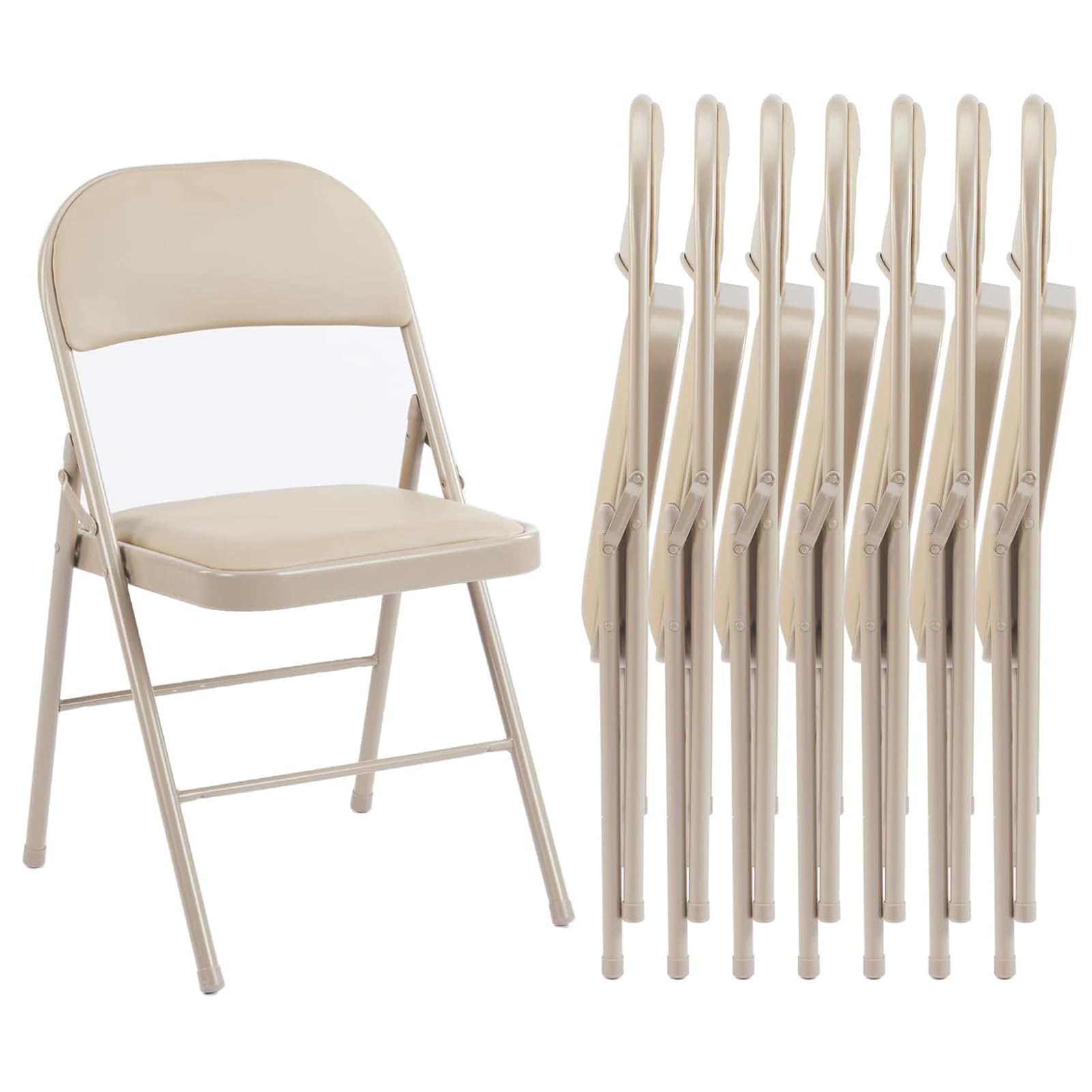 Sweetcrispy Folding Chair 8 Pack, Leather Padded Folding Chairs, Sturdy Metal Foldable Chairs, Easy to Use and Store, Outdoor and Indoor, for Home, Office, Party, Comfy