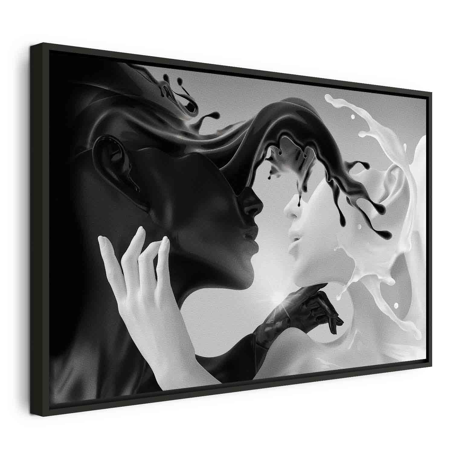 Moderne Wandkunst In Schwarz-Weiß – Leinwandbild 60x120 Cm Mit Rahmen