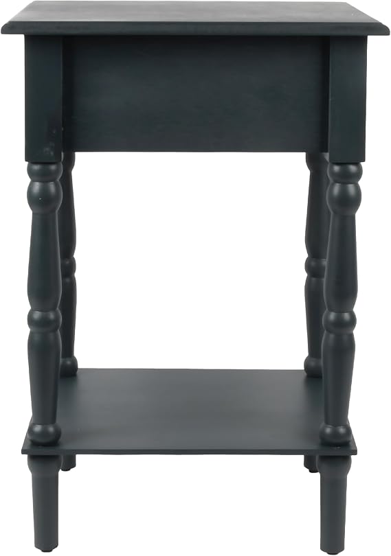 Decor Therapy Jane Nightstand Side Table with a Drawer, Shelf, Traditional Design, Navy 17 D x 14 W x 26 H