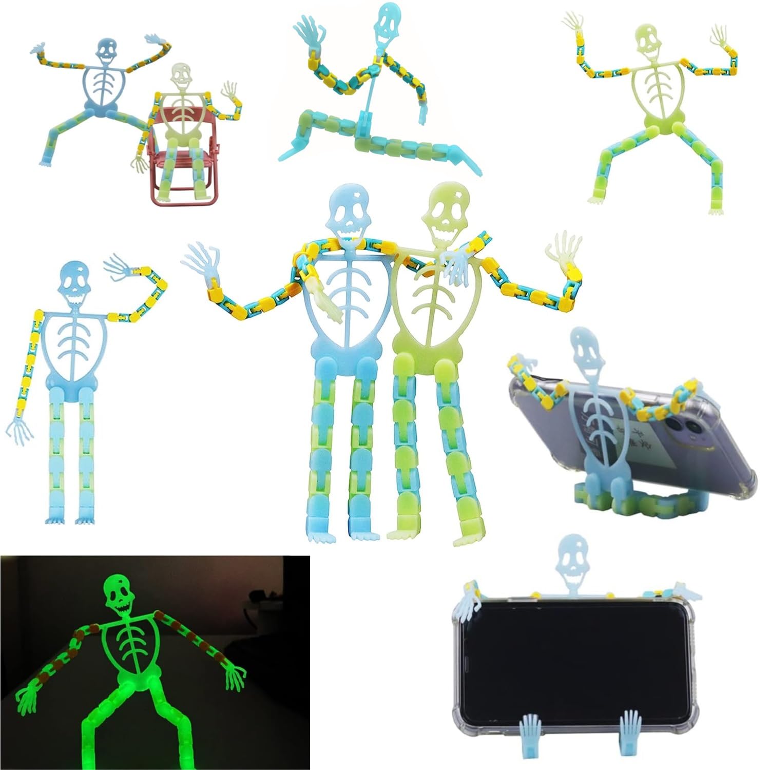 mciskin Halloween Toys, Morphing Skull Man Fidget Toys, Glow Skull Man, Decompress Skull Man, Toys for Stress Relief, Party Bag Filling, Party Favourites, Halloween (4 Pieces)