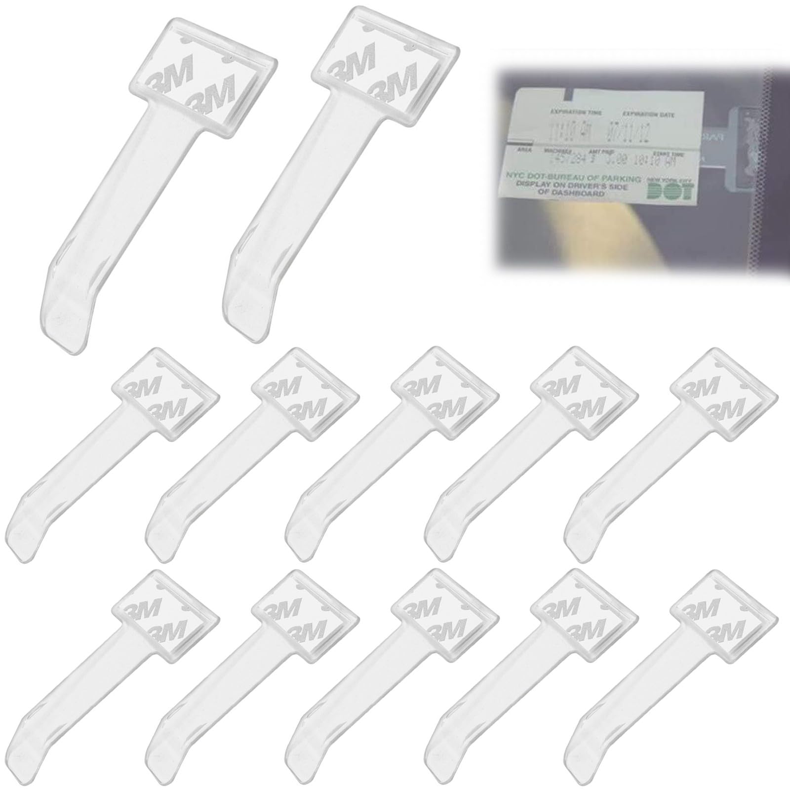 12 Piezas Soportes de Tickets para Coche Transparentes y Porta Tarjetas para Coche Clip para Boletos de Parabrisas Adhesivo Fundas para Justificantes de Aparcamiento de Plástico
