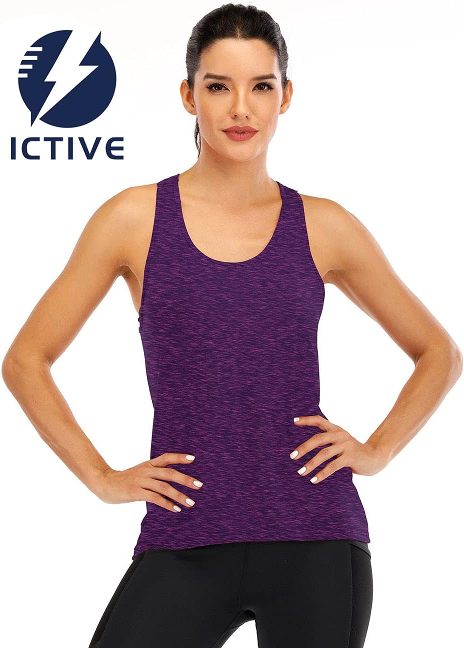 ICTIVE Womens Cross Backless Workout Tops for Women Racerback Tank Tops Open Back Running Muscle Tank Yoga Shirts - Image 2