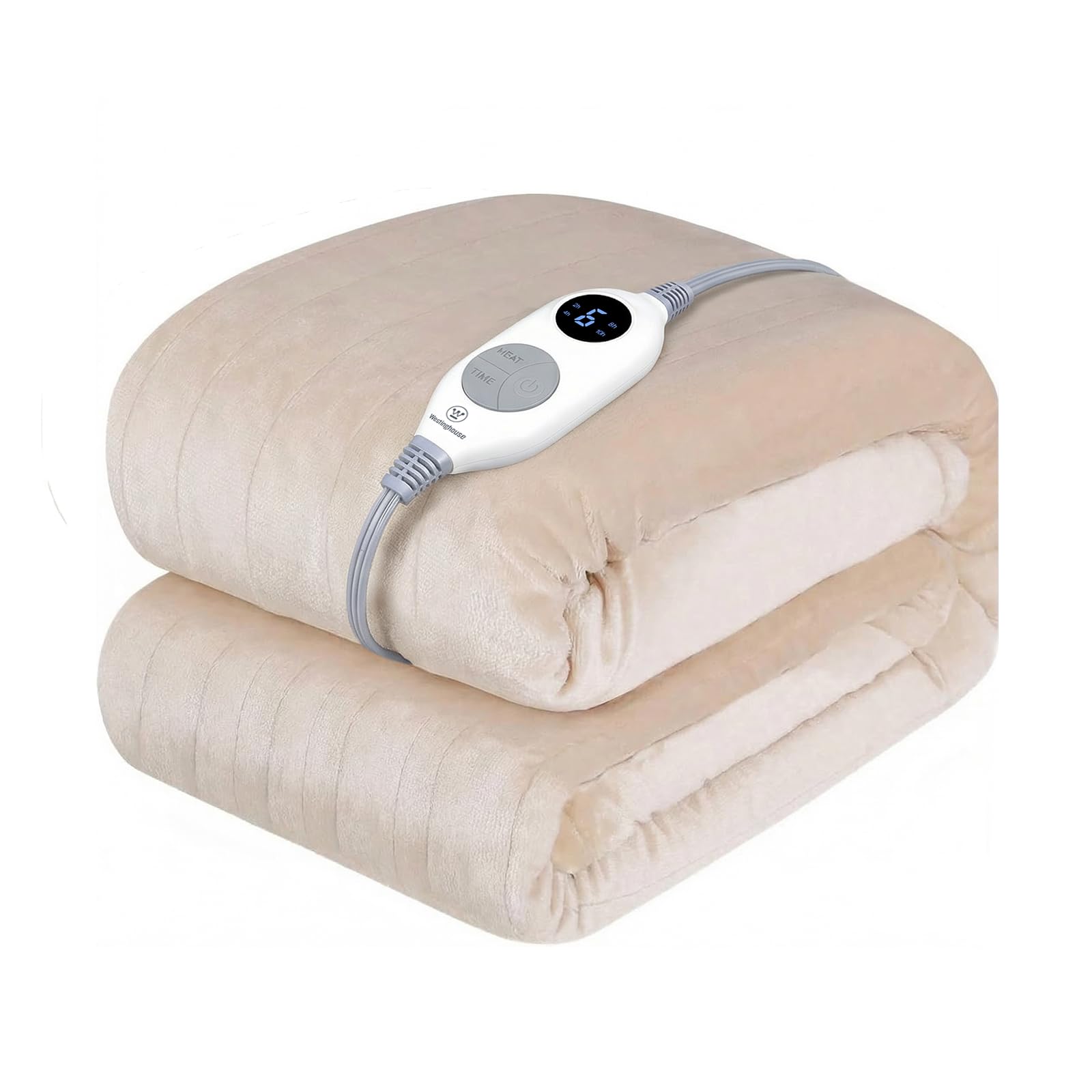 Westinghouse Heated Throw Blanket, ETL&FCC Certified, 50 x 60, Beige