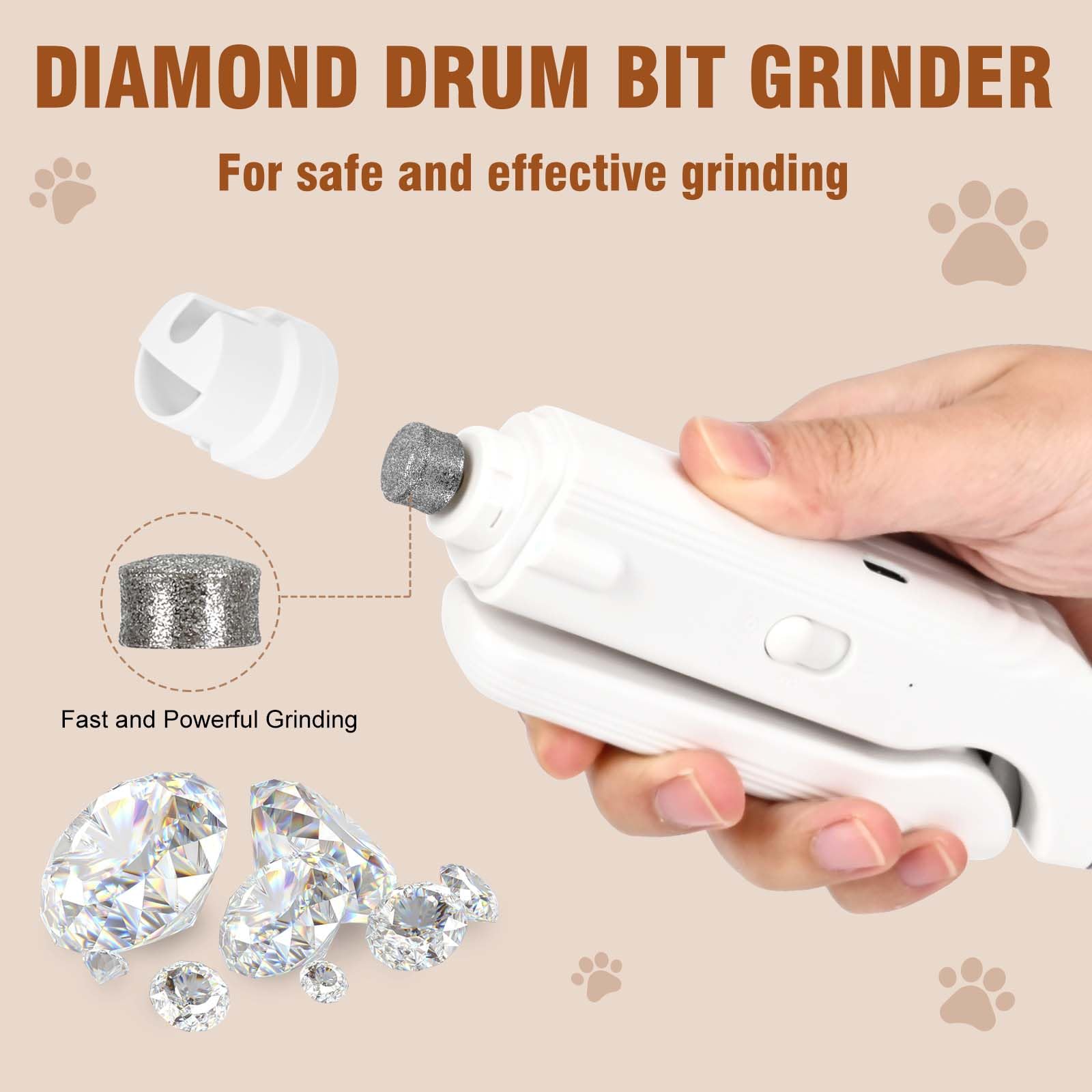 Tagliaunghie 2 in 1 per animali domestici, con ricarica USB, silenzioso, meno di 40 decibel, tagliaunghie per cani di grossa taglia e gatto, doppia luce LED, adatto per tutti gli animali domestici