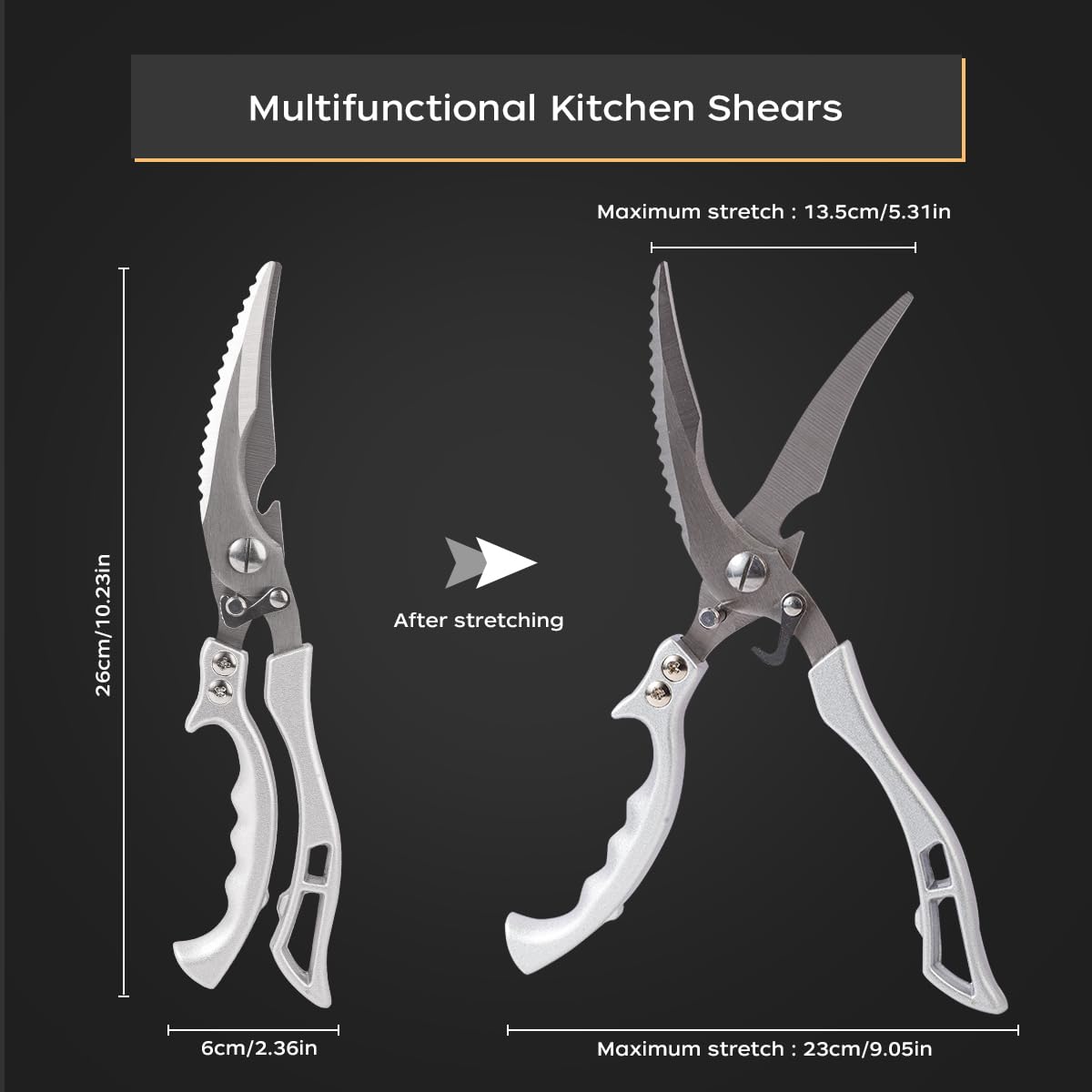 LiangYuanZen Tijeras profesionales para aves de corral de acero inoxidable, 25,56 cm, ZXF-Jigujian-Lvbing, ideales para aves de corral, carne y huesos, tijeras afiladas para carne y pollo