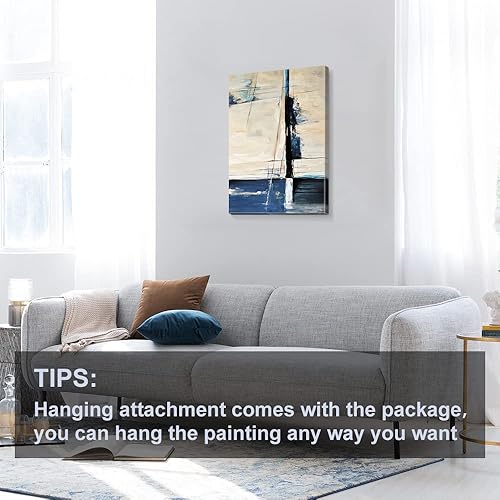 Miniatura 645 de Lienzo artístico para pared, pinturas de arte abstracto, fantasía azul, grafiti colorido sobre fondo blanco; decoración artística moderna para sala