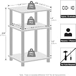 Furinno JUST Night Stand, 3-Tier Turn-N-Tube Nightstand, Toolless Bedside Table, End Table, Side Table with Open Storage for Bedroom, Living Room, Americano