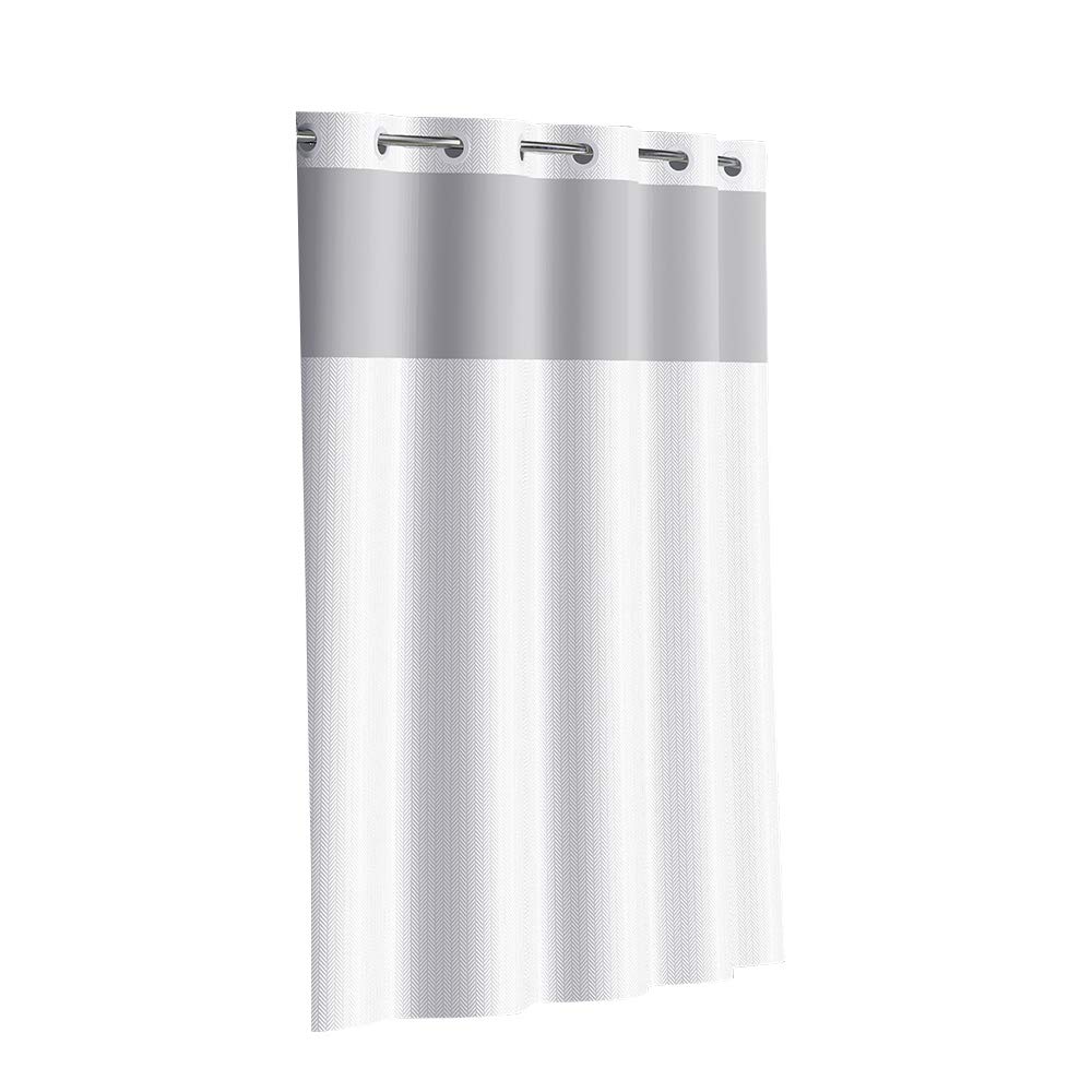 Hookless Fabric 3-in-1 Shower Curtain Set with PEVA It’s A Snap! Snap-in Liner and Window, 71x74 in., Bright White, 6-Pack