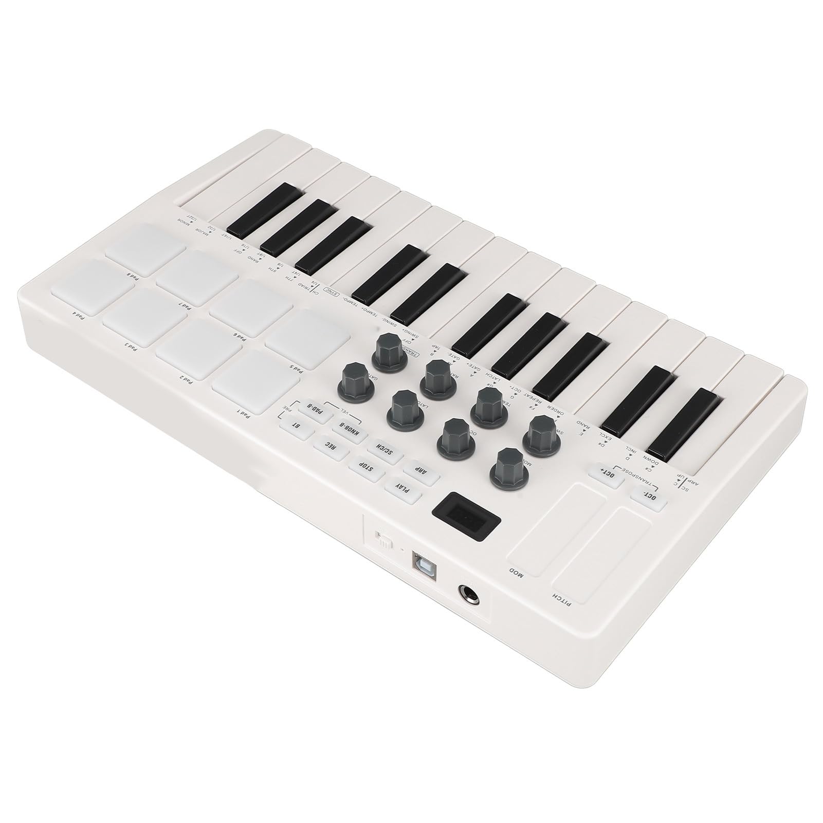 Controlador de Teclado MIDI USB, Teclado MIDI con 8 Pads de Ritmo MPC, 8 Pads de Batería Retroiluminados, 8 Perillas Asignables y Software de Producción Musical [conexión por